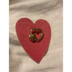 Double Gold-Tone Heart-Shaped Pin Brooch